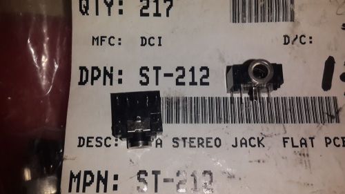 4x  DCI ST-212 , ST212 , R/A STEREO JACK FLAT PCB TYPE 5 PINS T.H.