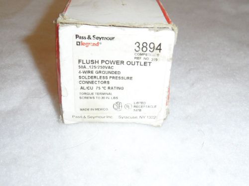 Pass &amp; Seymour 3894 50 Amp Flush Mount 4 Wire Power Outlet