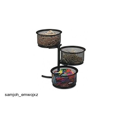 Rolodex Black Simple Mesh Collection 3-Tier Swivel Tower Clip Sorter