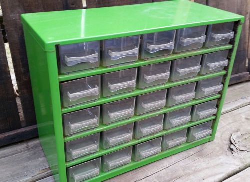 vintage STEEL 25 drawer storage organizer 1970s cabinet metal Lime GREEN Denmark