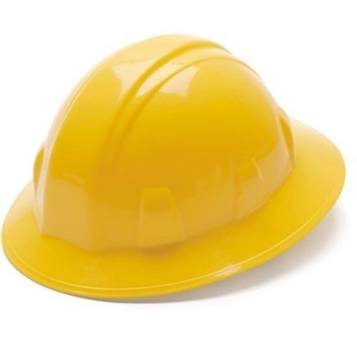 Pyramex 4 point yellow full brim safety hard hat ratchet suspension 1 case for sale