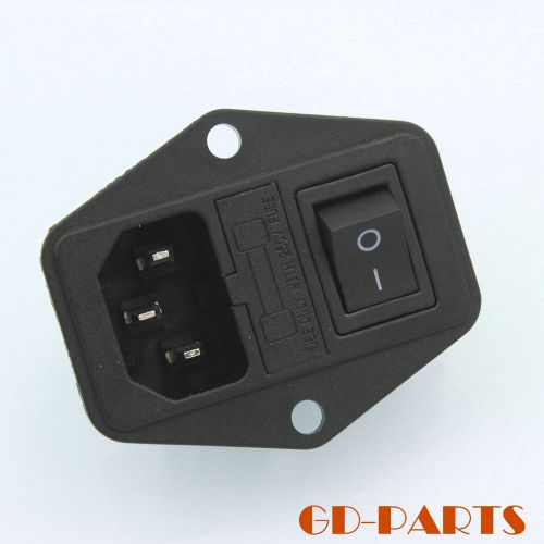 1*AC Power Socket Receptacle Connector with Fuse Holder Rocker Switch IEC320 C14