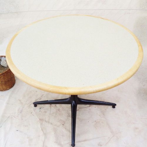 3 Tables Restaurant Commercial Round 36&#034; with Bases Tops Seating Laminate Wood