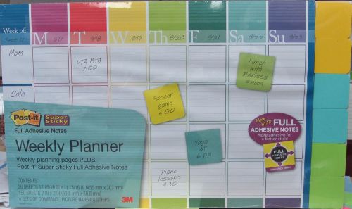 Post-it Brand Super Sticky Full Adhesive Notes Weekly Planner 18&#034; X 12&#034; MADE USA