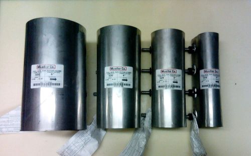 Mueller SS Full Seal pipe repair clamps 2&#034;-3&#034;-4&#034;-6&#034;.  300 PSI Water. 100 PSI Gas