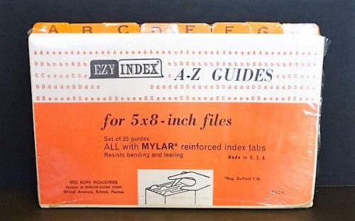 New Sealed Vintage EZY Index A-Z Guides 5&#039; x 8&#034; files Mylar reinforced Red Rope