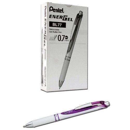 Pentel EnerGel Pearl Deluxe RTX, 0.7mm, Violet Ink, Box of 12 (BL77PW-V)