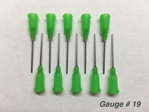 Lot of 10 1&#034; Dispensing Needles Gauge # 19  - for 30cc and 10cc Syringes
