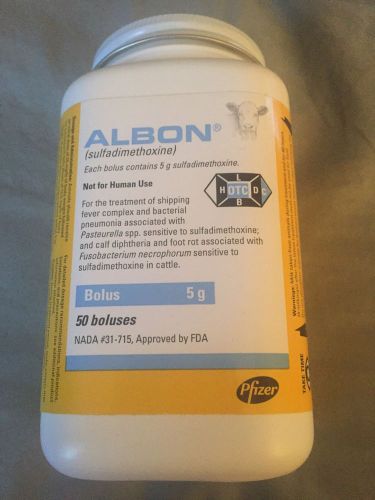 ALBON 5 gram Calf Bolus Bacterial Pneumonia Foot Rot Shipping Fever 50 Count