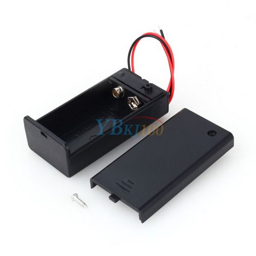 Durable 9v volt pp3 battery holder box dc case w/ wire lead on/off switch cover for sale