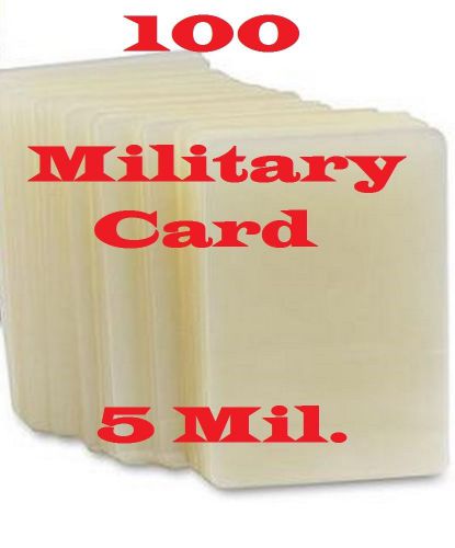 Military card 100 pk 5 mil laminating laminator pouch sheets  2-5/8 x 3-7/8 for sale