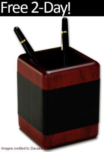 Dacasso Rosewood and Leather Pencil Cup NEW