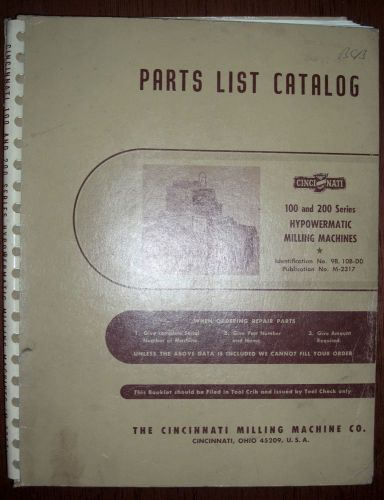 Cincinnati Parts List for 100 &amp; 200 Series Machines
