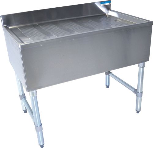 Stainless Steel Underbar Drainboard 12&#034; x 21&#034; with Stainless Steel Legs