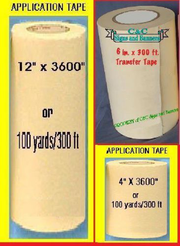 12&#034; 6&#034; 4&#034; application transfer paper tape 100 yd roll for vinyl cutter plotter * for sale