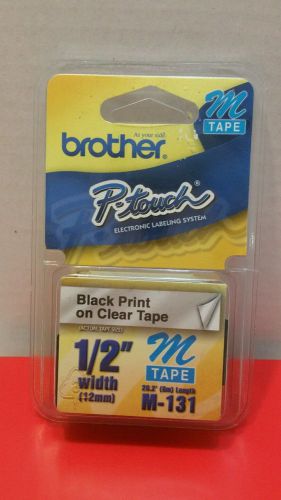 BROTHER M-TAPE P-TOUCH BLACK PRINT ON CLEAR TAPE 1/2&#034; WIDTH M-131 Fast Shipping