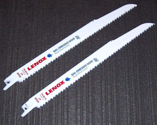 2 ea. Lenox 956R 9&#034; 6TPI Reciprocating Bi-Metal Blades for Nail Embedded Wood