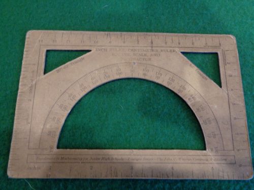 Antique Heavy Cardboard Inch Ruler Centimeter, Square Protractor High Schools