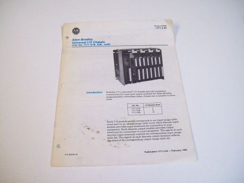 ALLEN-BRADLEY 1771-2.49 UNIVERSAL I/O CHASSIS MANUAL 955095-50 - FREE SHIPPING