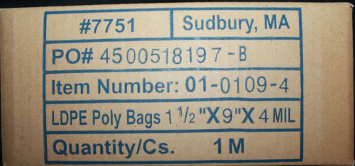 4-Mil Polyethylene Plastic Bags 1.5&#034; x 9&#034; 1,000 per Case Flat Open Top