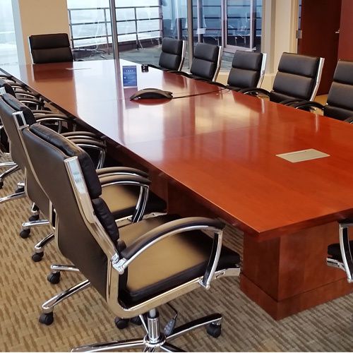 MODERN CONFERENCE ROOM TABLE With Square Bases Boardroom Meeting Cherry Mahogany