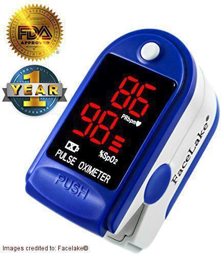 Facelake Pulse Oximeter with Neck/wrist Cord, Carrying Case and Batteries ...