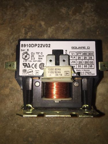 Square d 25a, 120v, 2 pole contactor, # 8910dp22v02 includes cover for sale