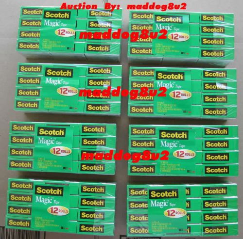 96 rolls * lot scotch magic tape refill 12 rolls/pkg  3/4 x 1000 inches, 810 k12 for sale