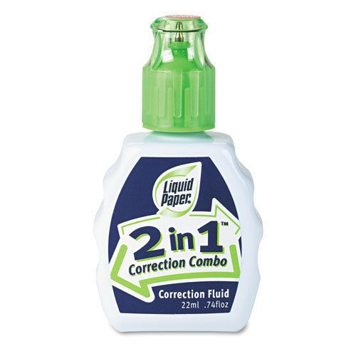 Liquid Paper 2-In-1 Correction Combo, 22 ml Bottle, White, EA - PAP42030
