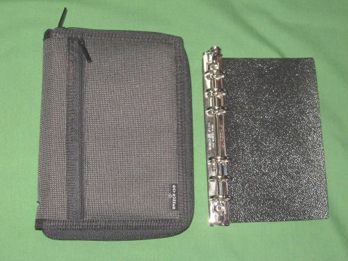 Compact 0.75&#034; gray &amp; black fabric day runner planner binder franklin covey 7108 for sale