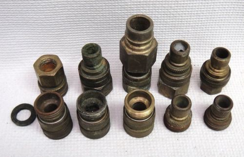 Lot of 10  brass quick disconnects fittings couplings 4 complete 1 female 5 male for sale