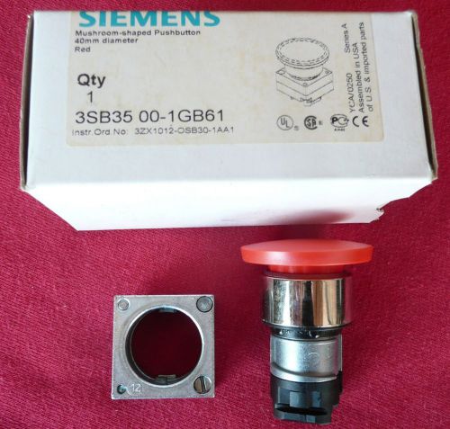 Siemens 3SB3500-1GB61 mushroom shaped RED push button, 40mm diameter