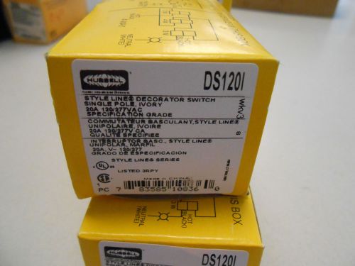 HUBBELL DS120I 20 AMP 120/277 VOLT SINGLE POLE SWITCH