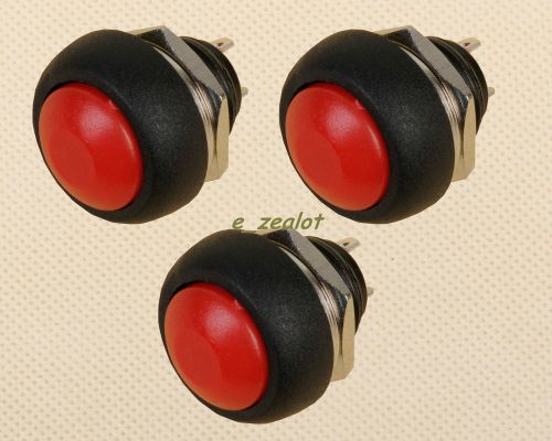 3PCS Red 12mm Mini Round Waterproof Lockless momentary Push button Switch Perfec