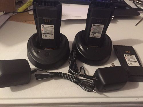 2 Motorola WPLN4154AR NiCad Chargers With 3 Used Batteries For CP200 CP150