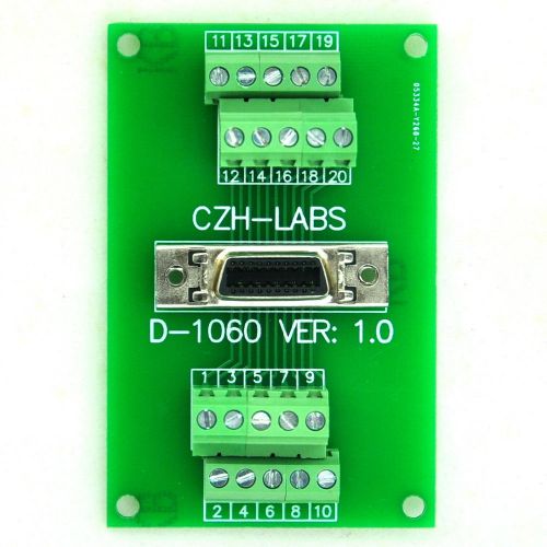 20-pin 0.05&#034; mini d ribbon/mdr female breakout board, scsi, terminal module. for sale