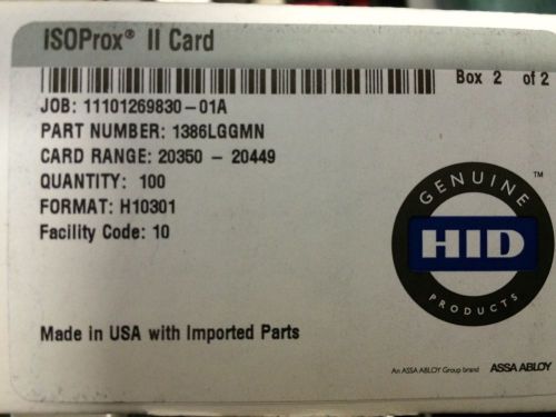 75 HID ISOProx II Proximity Cards 1386LGGMN WHITE, printable security badges