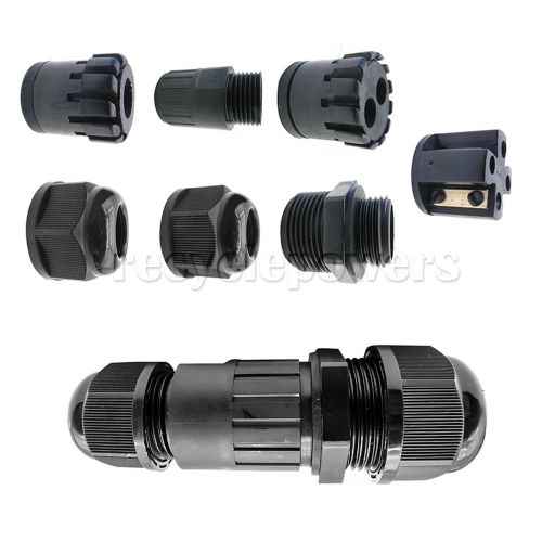 M20*1.5 cable to cable 3 pin screw lock wire ip68 waterproof connector ce black for sale