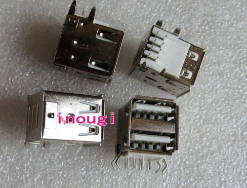 10 pcs 90 Right Angle 8-Pins Mount Double USB 2.0 A Female Socket Connector plug