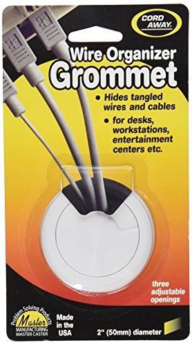 Cord away adjustable organizer grommet for wires/cords, 2-inch diameter, white, for sale