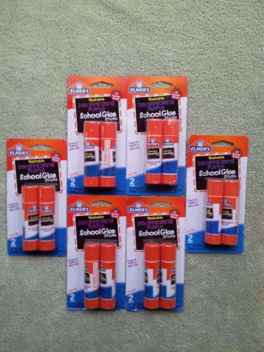 Lot Of Six New 2 Pack Elmer&#039;s Disappearing Purple School Glue Sticks Washable