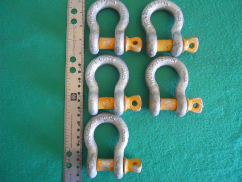 USED, ANCHOR SCREW PIN SHACKLES, LOT OF 5, WLL 3 1/4 T,  5/8 &#034;