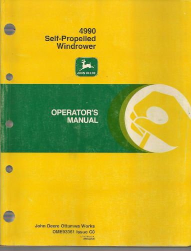 John Deere 4990 Windrower (up to serial No. 151000) Operator&#039;s Manual