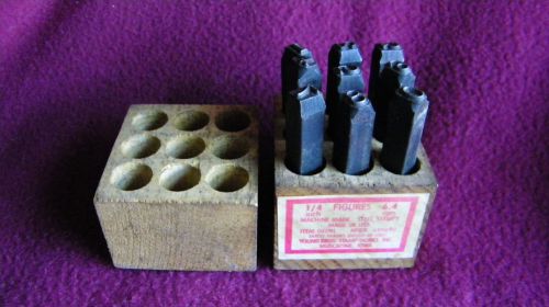 Young Bros Stamp Punch set, Steel 1/4&#034;, figures 6.4mm,Used, but excellent