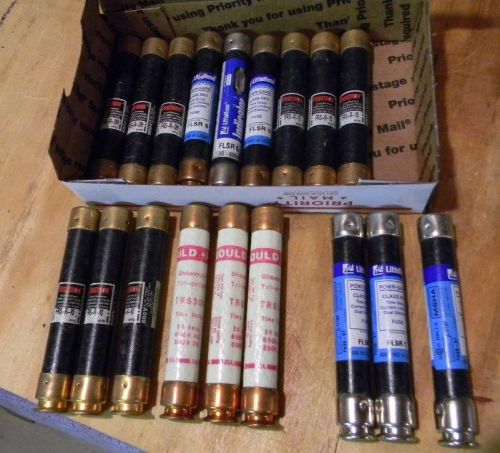 MIXED LOT OF 18 FRS TRS LITTLEFUSE GOULD SHAWMUT BUSSMAN 600VAC FUSES