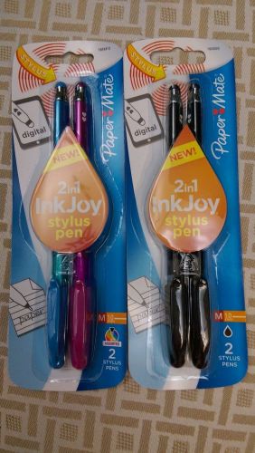 Lot of 2 Packages x 2 Paper Mate InkJoy 2-in-1 Stylus Pen NEW