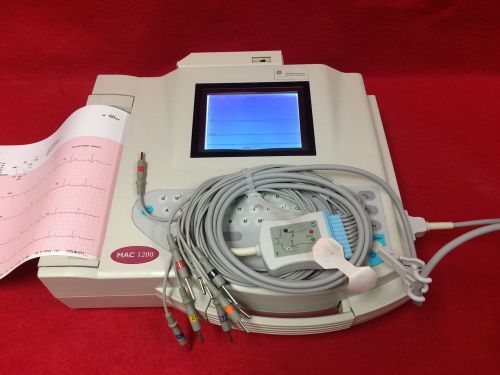GE MAC1200 ECG EKG Machine Complete with New Leads CERTFD 1 Yr WARRNTY