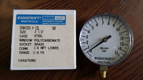 Ashcroft pressure gauge 35w1005 h 02l, 15psi, 1/4npt for sale