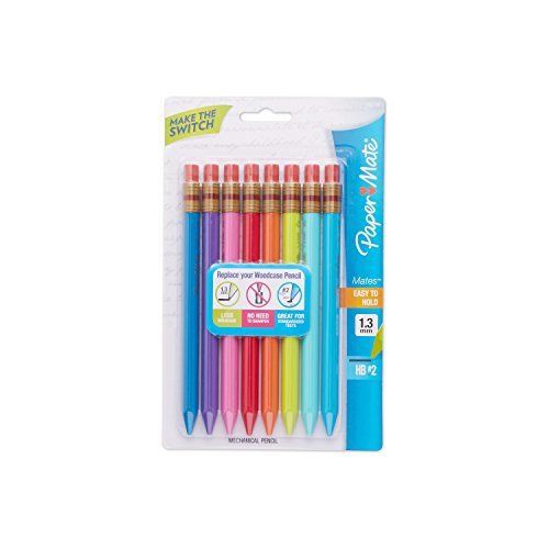 Paper mate mates 1.3mm mechanical pencils, 8 colored barrel mechanical pencils for sale