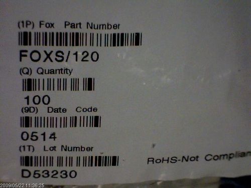 165-PCS FREQUENCY CRYSTAL 12MHZ SERIES 2-PIN HC-49/S FOX FOXS/120 1 FOXS/120 120
